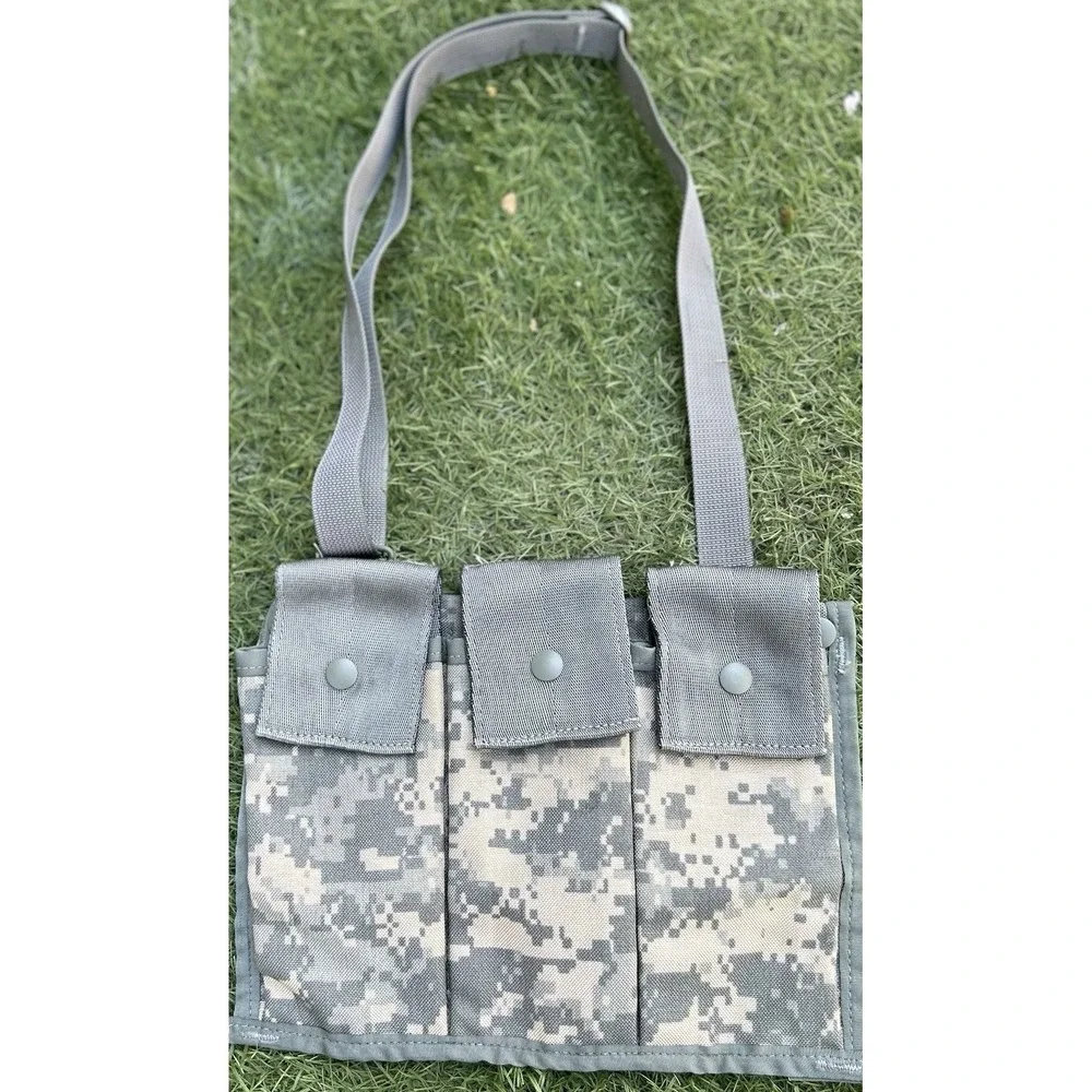 3 Military Pouches: 2 QT Canteen Pouch, 6 Mag Bandoleer Ammo, Improved First Aid